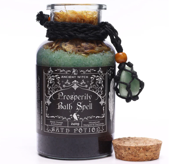 Bath Spell Potion & Aventurine Crystal Amulet - Prosperity