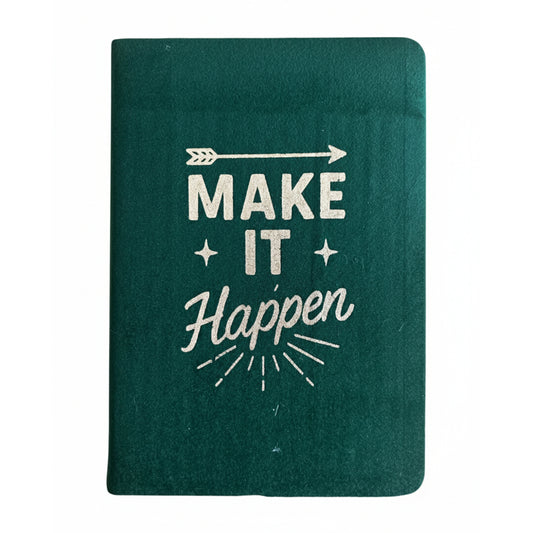 Dark Green Velvet Note Book Journal - 80 pages - Make it Happen