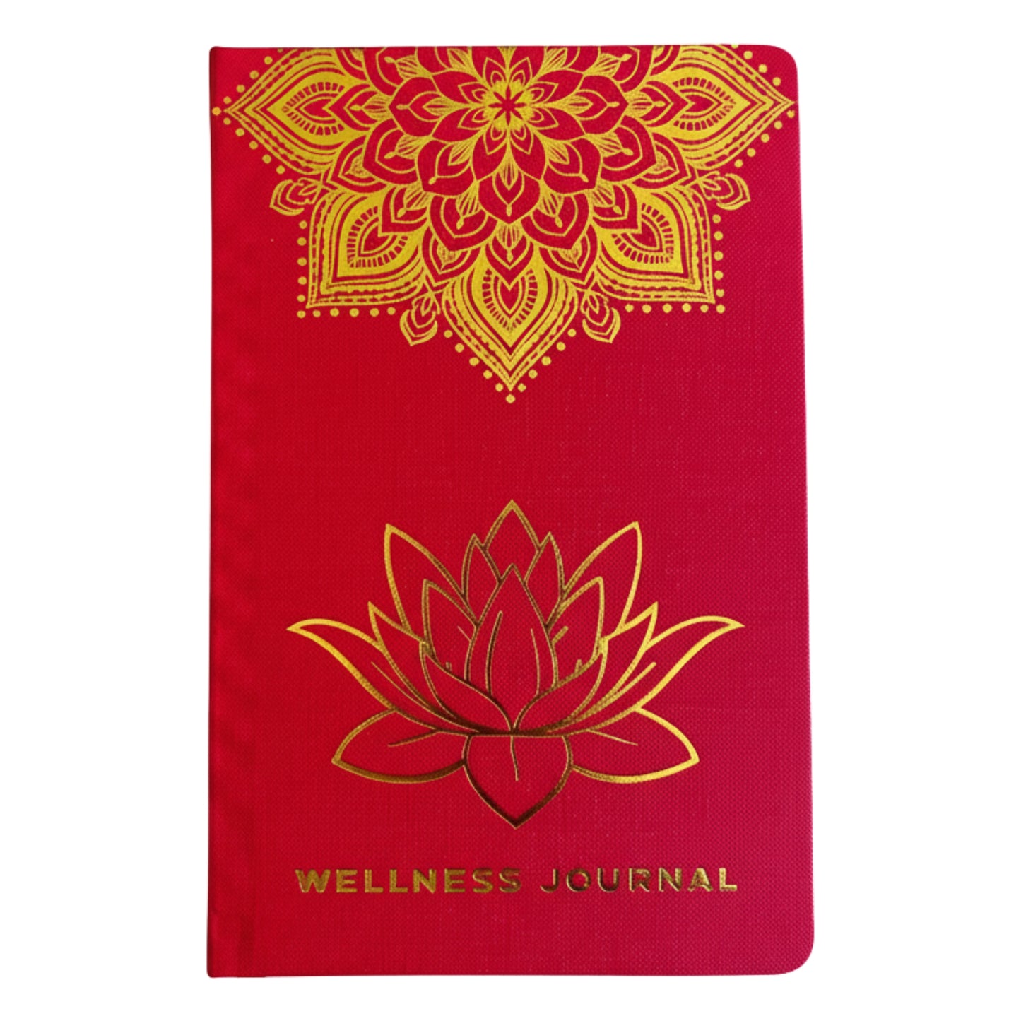 Red & Gold Wellbeing Journal - 120 pages - Mandala & Lotus Flower