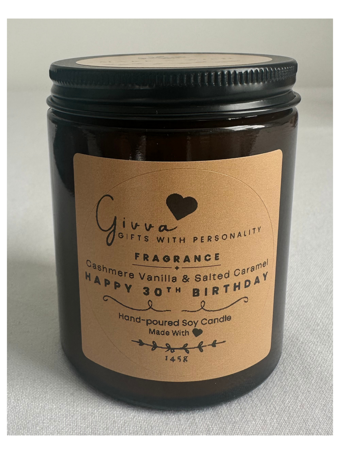 30th Birthday Candle – Cashmere Vanilla & Salted Caramel
